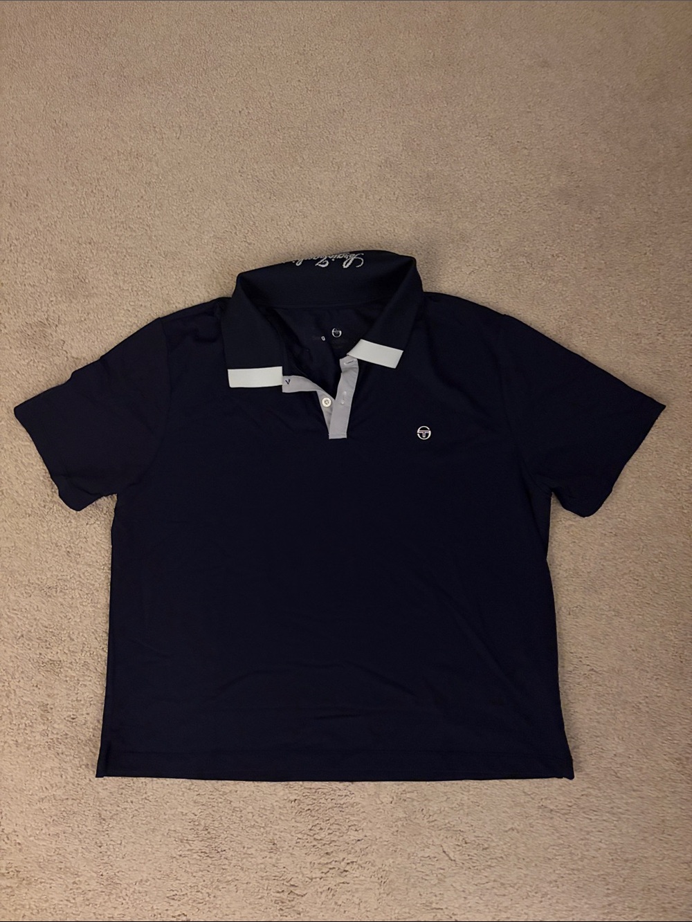 Sergio Tacchini Navy Crop Polo with White Contrast Trim